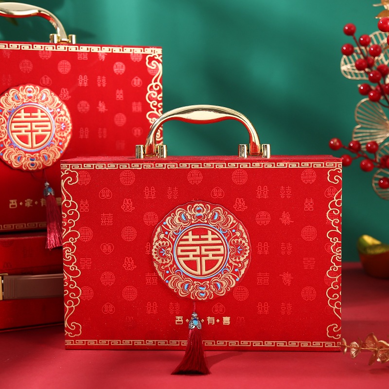 Hộp nạp tài đựng sính lễ, quà cưới, trang sức loại cao cấp ánh nhũ sang trọng - Kem Shop K324