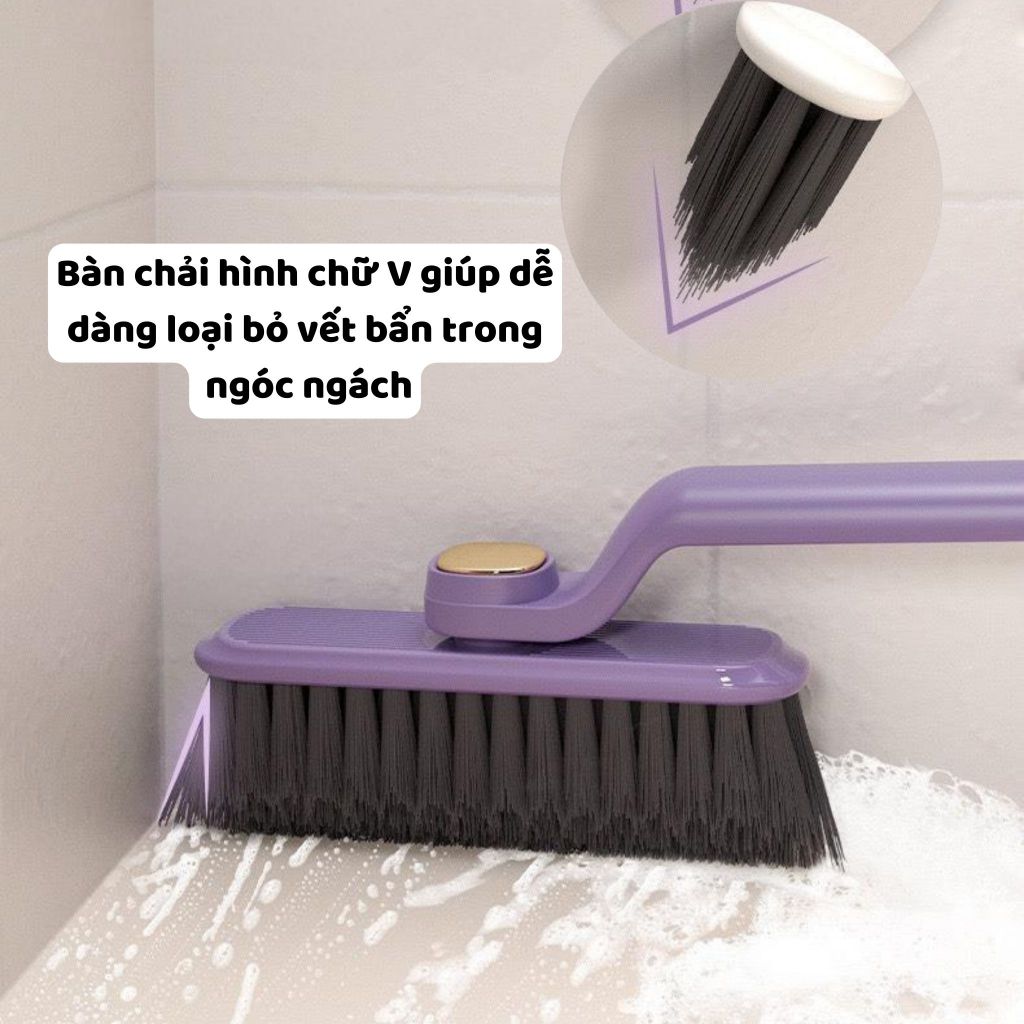 Bàn Chải Xoay 360 Độ Vệ Sinh Nhà Tắm, Chổi Cọ Rửa Nhà Vệ Sinh, Góc Tường, Khe Cửa (Tặng Kẹp Rác)