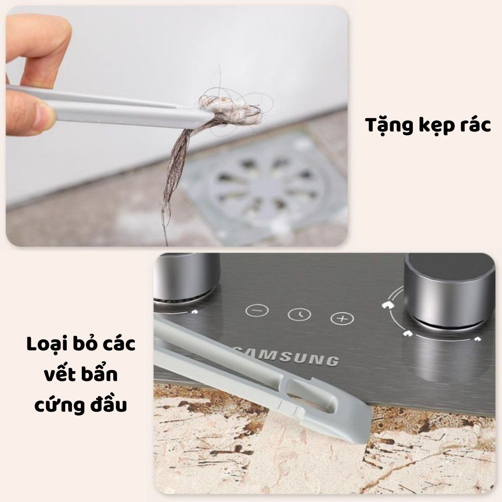 Bàn Chải Xoay 360 Độ Vệ Sinh Nhà Tắm, Chổi Cọ Rửa Nhà Vệ Sinh, Góc Tường, Khe Cửa (Tặng Kẹp Rác)
