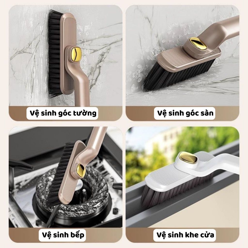 Bàn Chải Xoay 360 Độ Vệ Sinh Nhà Tắm, Chổi Cọ Rửa Nhà Vệ Sinh, Góc Tường, Khe Cửa (Tặng Kẹp Rác)