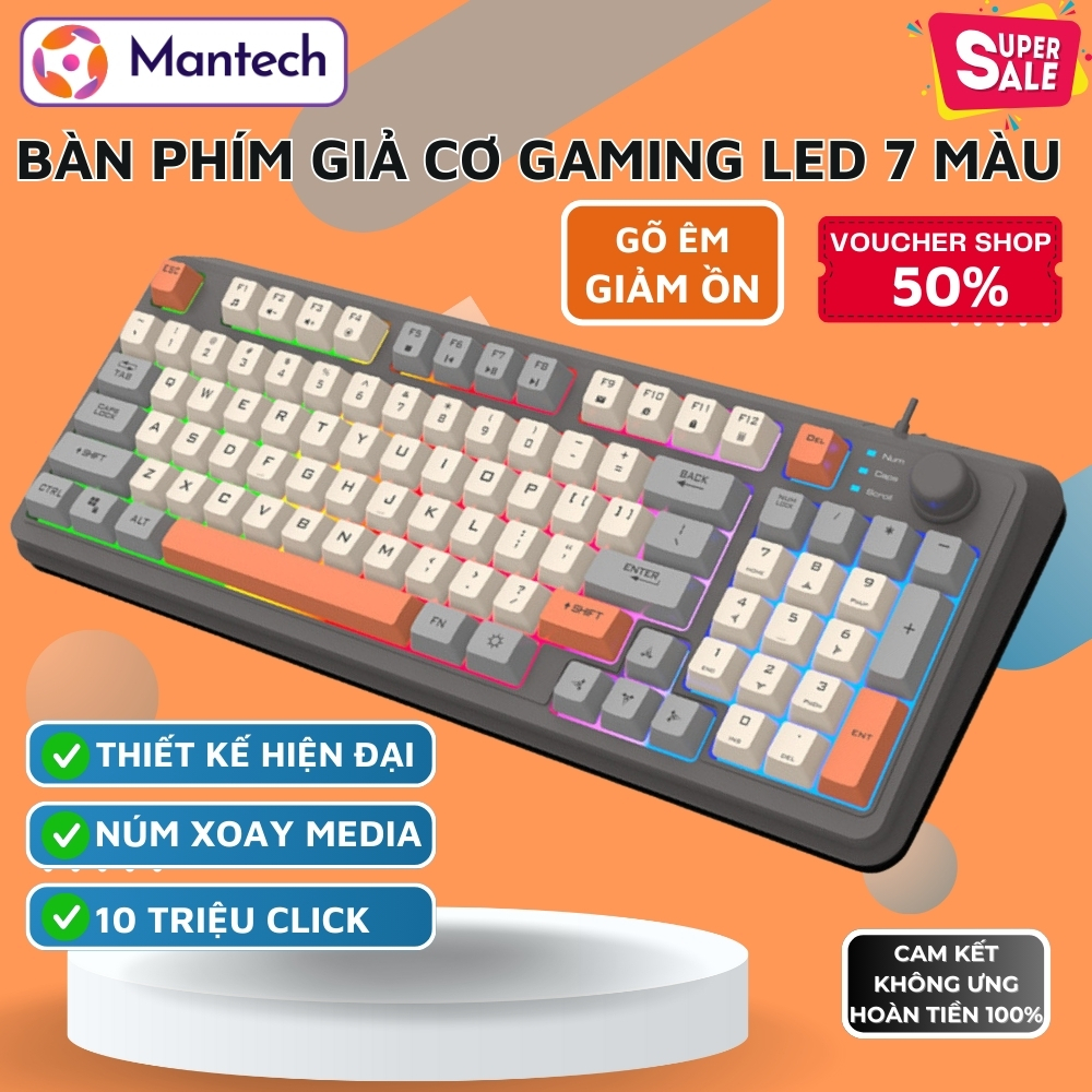 Bàn Phím Giả Cơ Gaming Cao Cấp K82 LED Pro Phím Bấm Êm Giảm Ồn, Có Núm ...