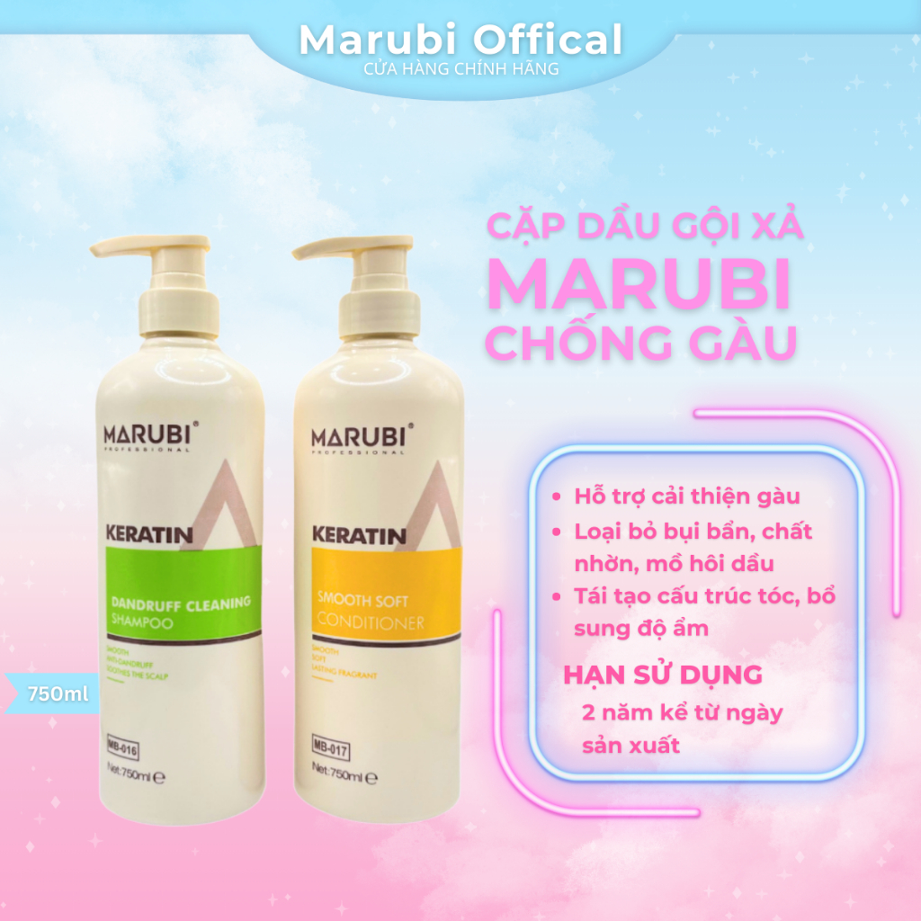 Cặp Gội - Xả MARUBI Chống Gàu Mềm Mượt Thơm Nước Hoa 750ML