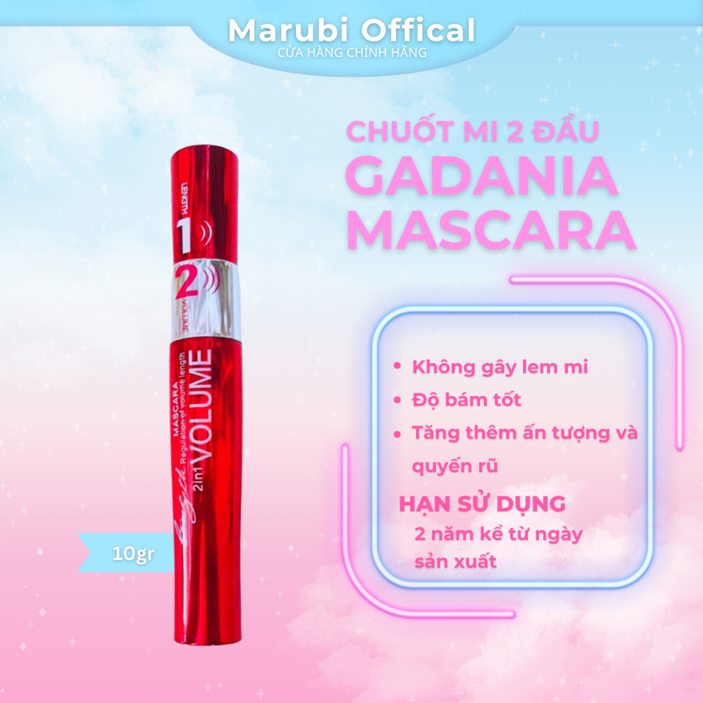 Gadania Mascara Chuốt Mi 2 đầu không trôi không lem 2 nấc 10gr