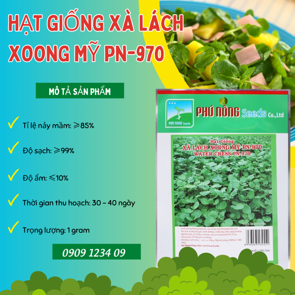 Hạt giống xà lách xoong Mỹ Phú Nông 2