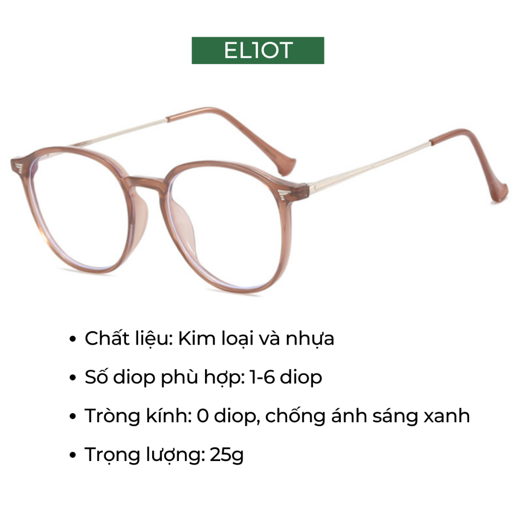Gọng kính tròn ELIOT EYEWEAR chất liệu kim loại phụ kiện thời trang nam nữ nhiều màu sắc 1247