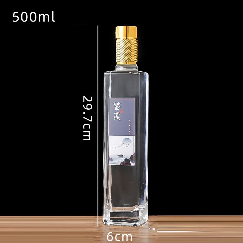 Chai Thủy Tinh 500ml Nắp Vàng Cao Cấp – Vỏ Chai Thân Vuông Sang Trọng