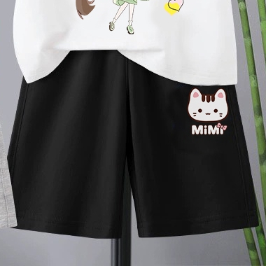 Quần cotton bé gái size đại BEESHOP quần hoạ tiết mèo cho bé H24038