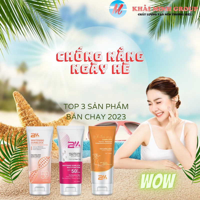Kem chống nắng 2M skin dưỡng trắng da ngăn ngừa nám