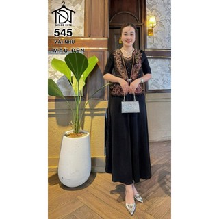 Đầm dạ hội trung niên chất liệu thun nhũ co giãn cực tốt. cho mẹ dự tiệc sang trọng bigsize M545
