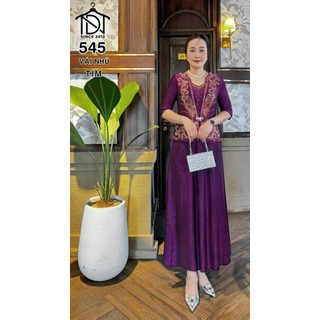 Đầm dạ hội trung niên chất liệu thun nhũ co giãn cực tốt. cho mẹ dự tiệc sang trọng bigsize M545