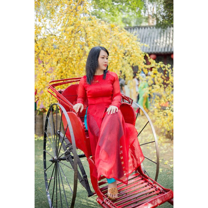 Aó Dài Cách Tân Tứ Thân, Như Nguyệt tơ ánh đỏ đính kết