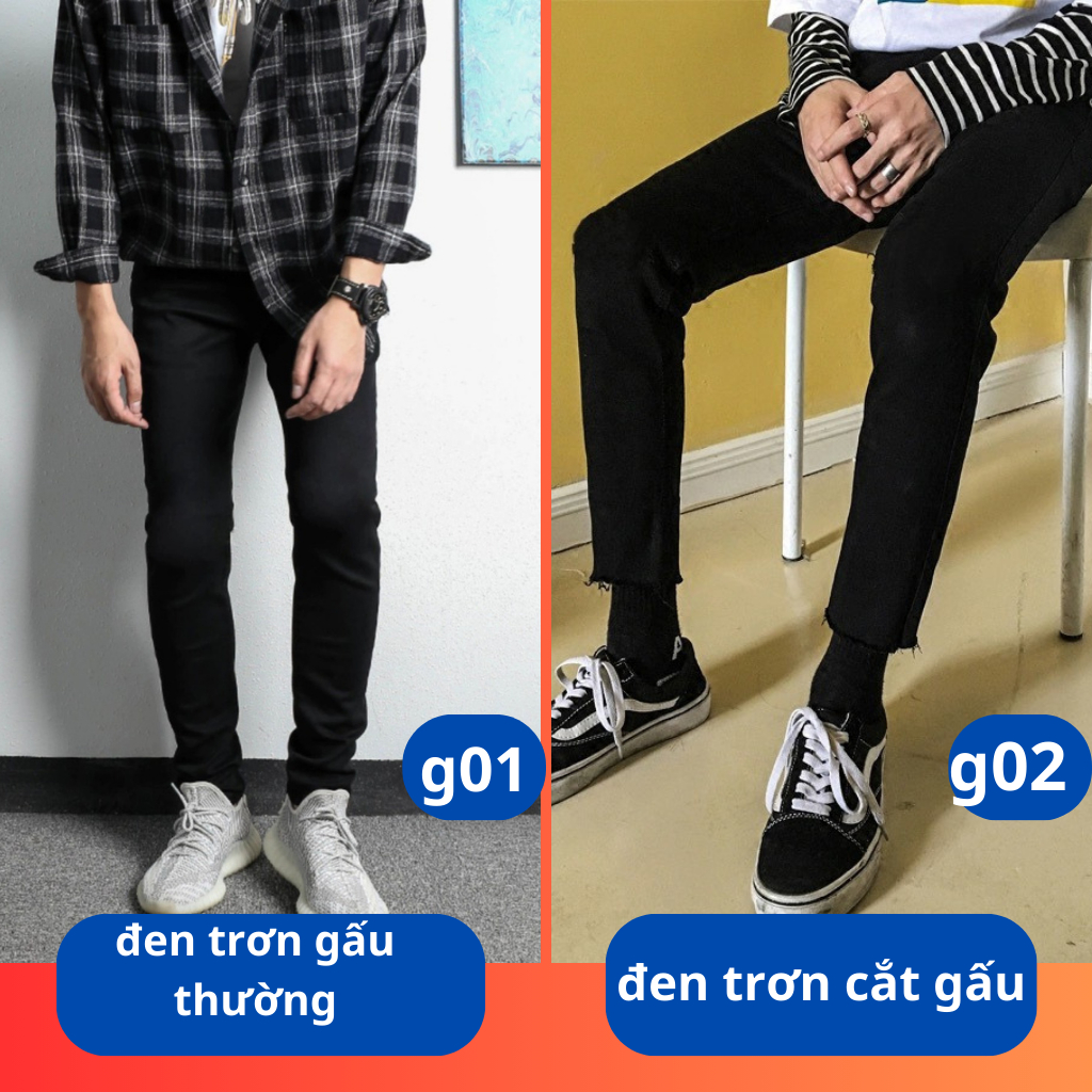 Quần Jeans Skinny Đen Rách To Ngang Gối,quần bò xanh rách gối nam dáng slim fit co giãn có BIGSIZE