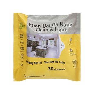 Khăn ướt đa năng lau bếp siêu sạch HLP Clean & Light gói 30 tờ