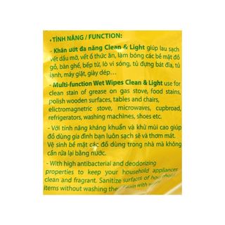 Khăn ướt đa năng lau bếp siêu sạch HLP Clean & Light gói 30 tờ