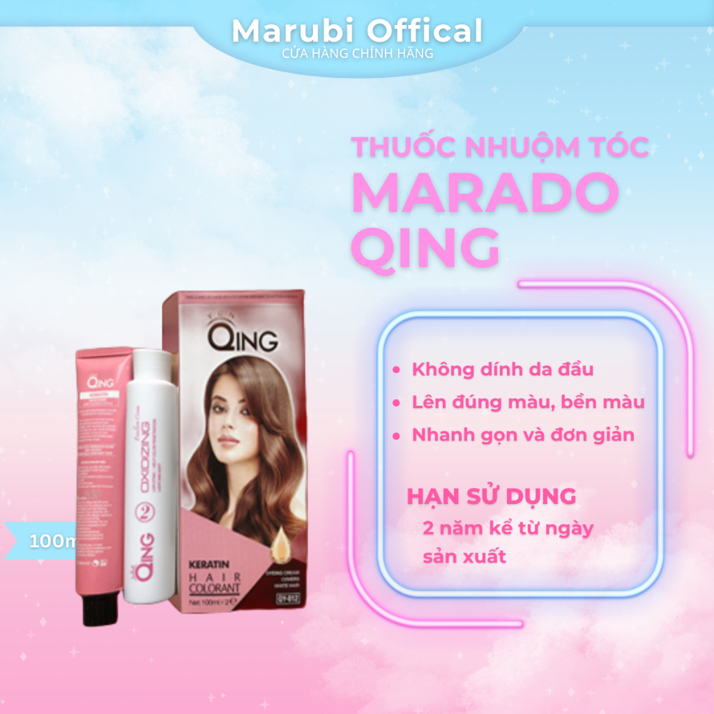 Marado Qing Thuốc Nhuộm tóc 2x100ml lên màu nhanh phủ bạc tóc bền màu