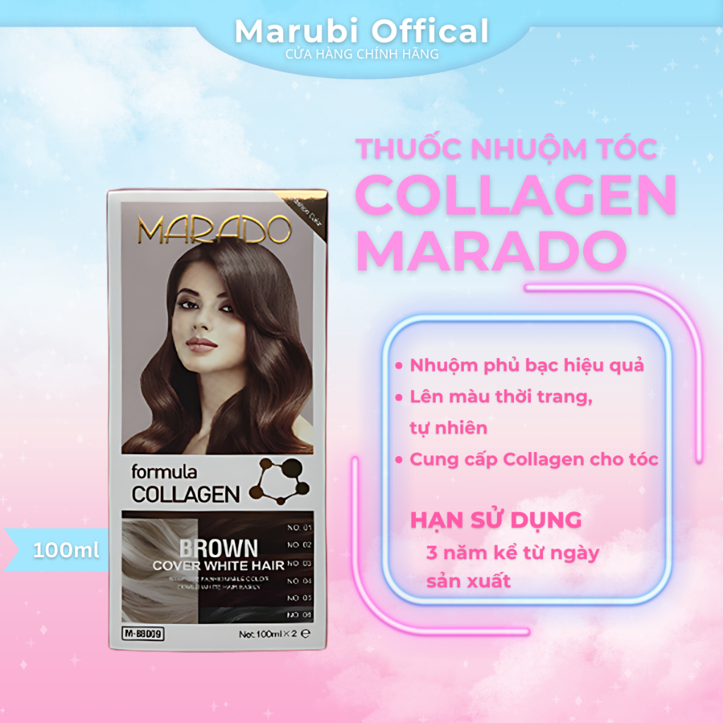 Thuốc nhuộm tóc Collagen Marado 100ml lên màu tuyệt đối