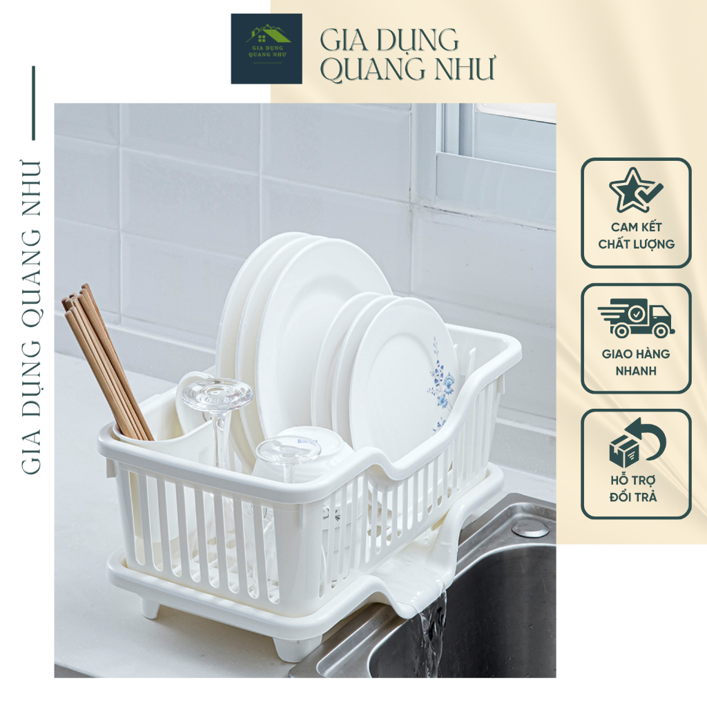 Kệ Rổ Úp Chén Bát Đa Năng Có Khay Để Đũa Muỗng Thìa Thông Minh Có Khay ...