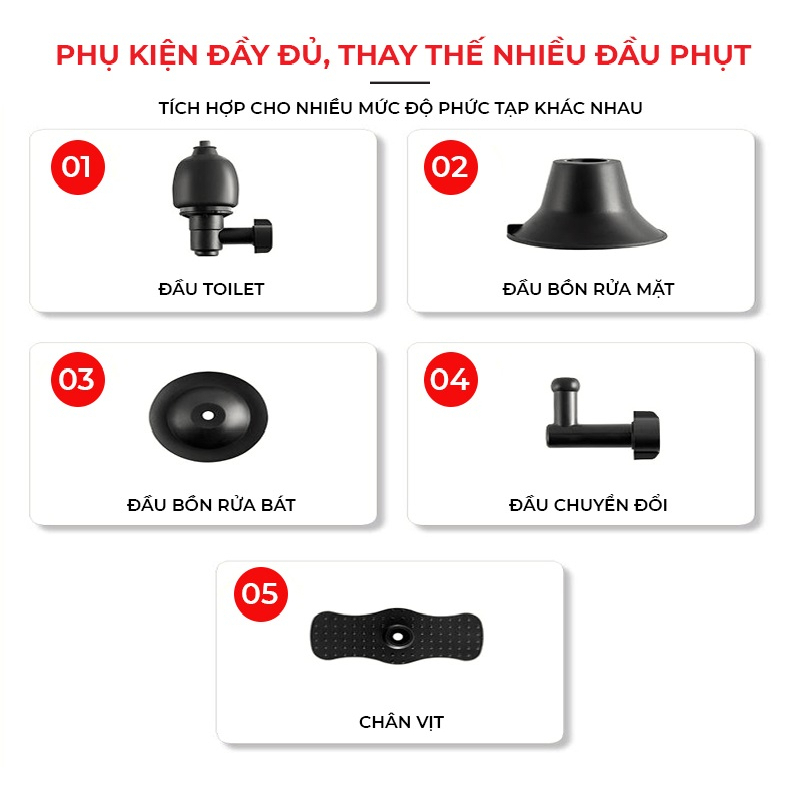 Súng thông tắc cống bồn cầu, nhà tắm đa năng 4in1 tự động có đồng hồ đo áp suất hơi khí nén 8kg cực mạnh hiệu quả cao