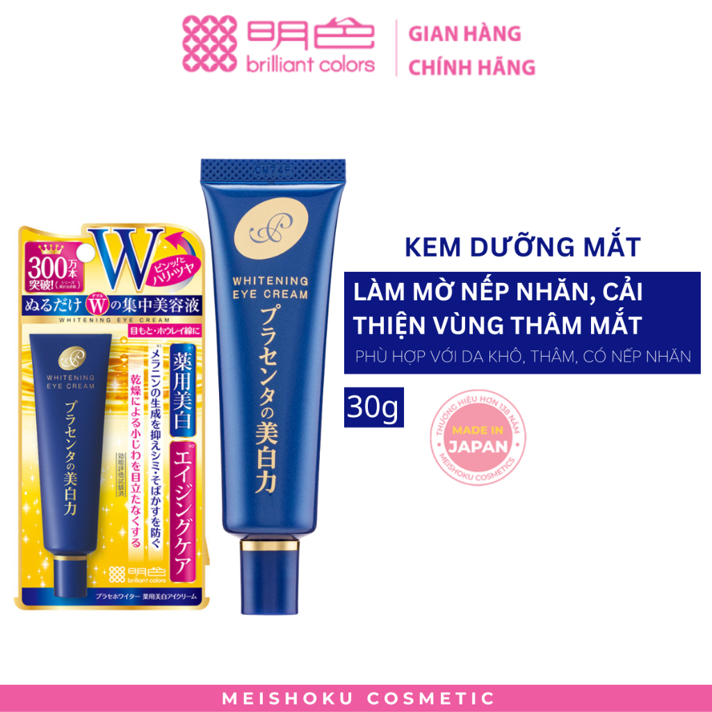 Ảnh Kem Mắt Nhau Thai Giảm Quầng Thâm, Nếp Nhăn MEISHOKU Placewhiter 30g 2