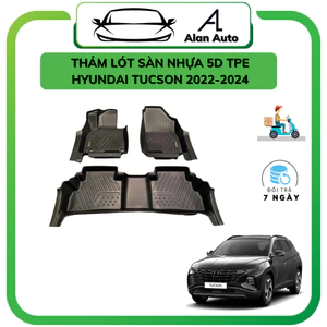 Thảm lót sàn ô tô Hyundai Tucson 2022-2024, Thảm nhựa TPE 5D đúc nguyên khối theo xe. Bộ 4 miếng
