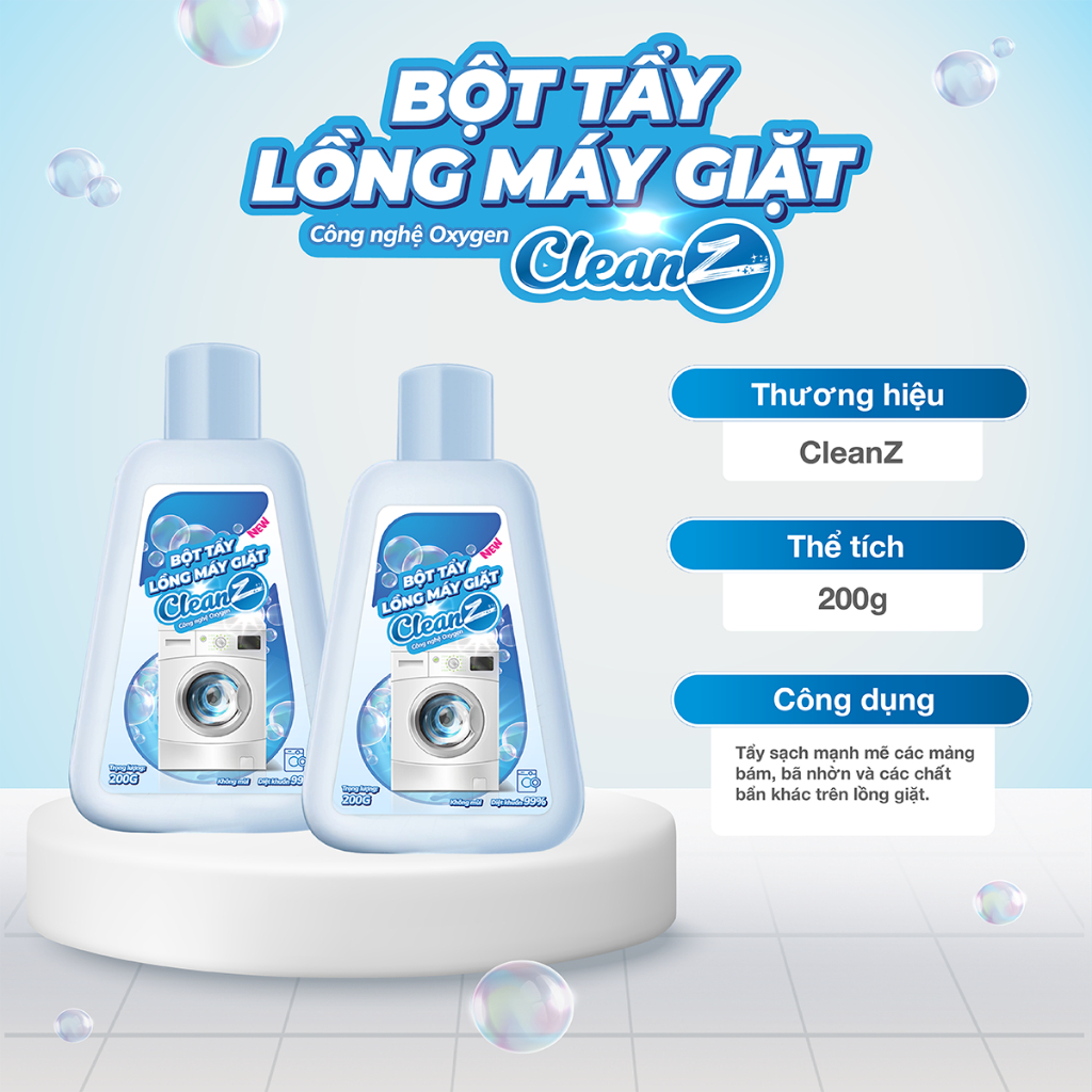 Ảnh Bột Tẩy Lồng Máy Giặt Cao Cấp CleanZ Giúp Làm Sạch Và Loại Bỏ Cặn Bẩn Hiệu Quả - Hộp 200g 3
