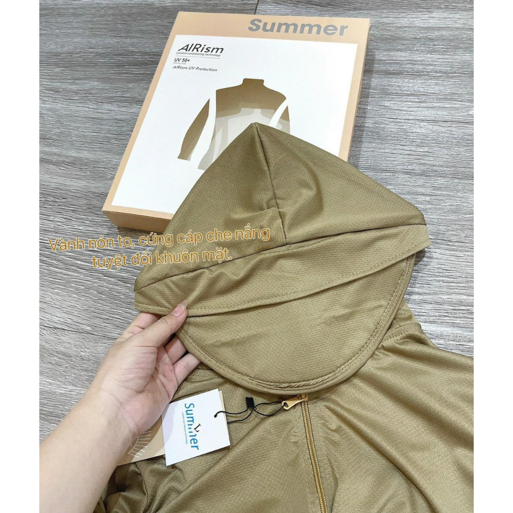 Áo chống nắng nữ 2 lớp mũ cứng áo khoác chống nắng thân ngắn vải thông hơi chống tia UV bảo vệ toàn thân tốt nhà XUZI.