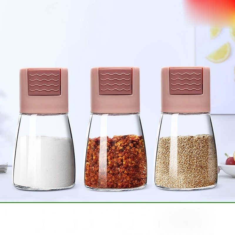 COMBO LỌ ĐỰNG GIA VỊ THỦY TINH NHÀ BẾP 180ML CÓ NÚT BẤM THÔNG MINH ĐIỀU CHỈNH ĐỊNH LƯỢNG - Hũ Đựng Gia Vị Cao Cấp