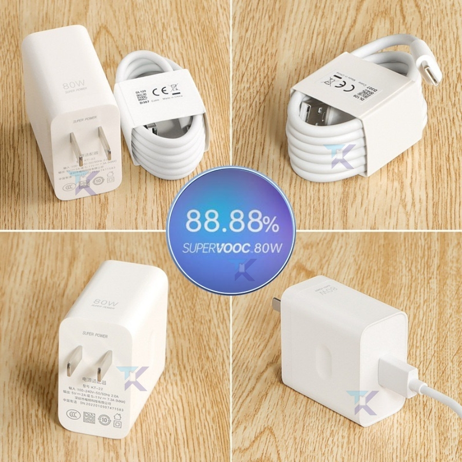 Sạc nhanh 80w hỗ trợ cho máy có báo sạc SUPER VOOC SUPER DART 80W tùy dòng máy, Củ cục sạc nhanh 80W đầu cắm sạc Usb | BigBuy360 - bigbuy360.vn
