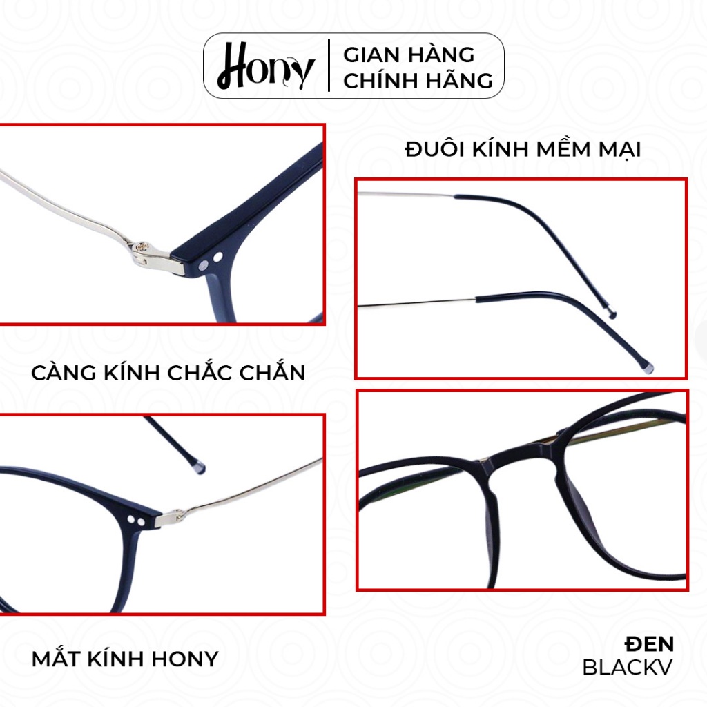 Mắt kính Unisex thời trang HONY - Gọng tròn bầu gọng tăm nhỏ cá tính