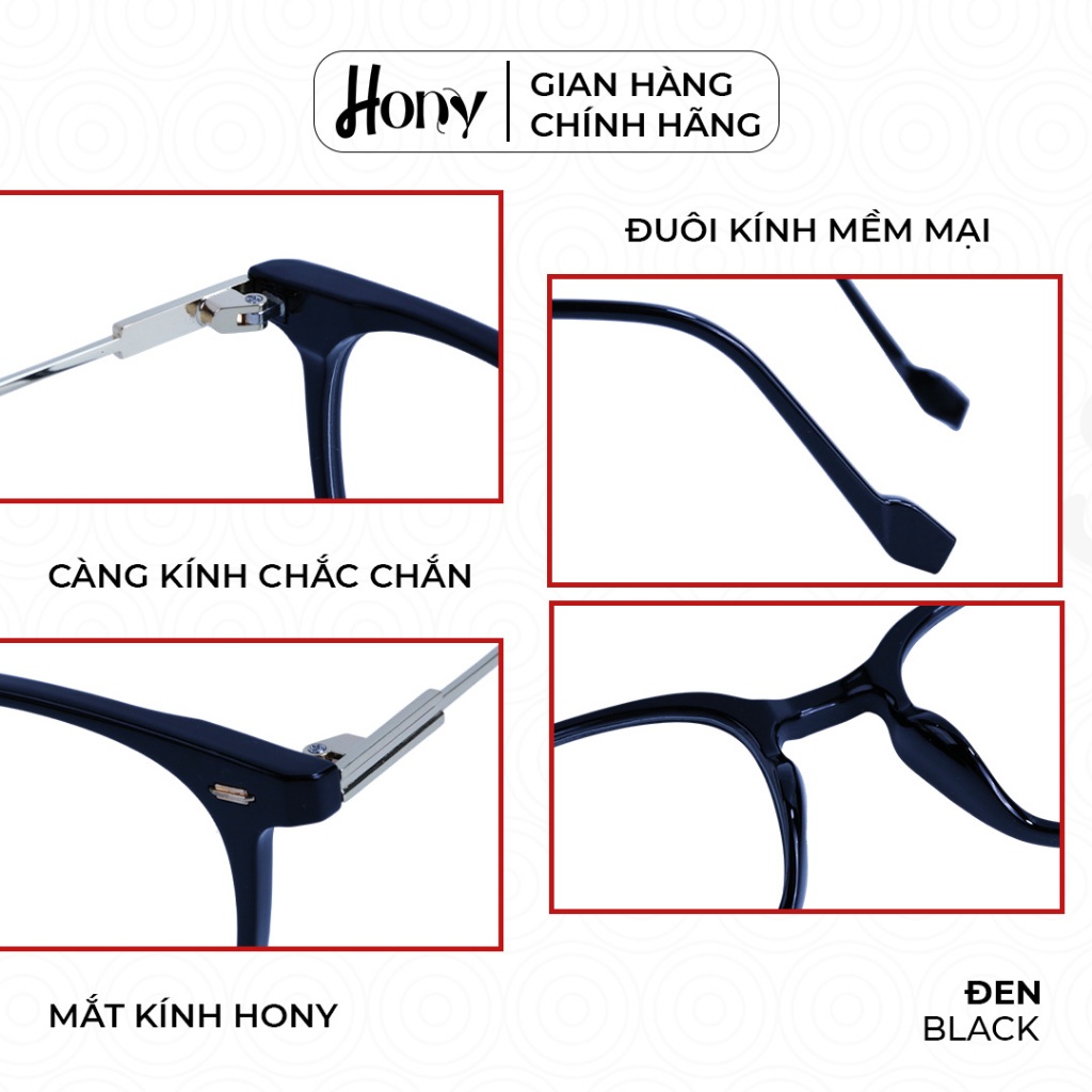Mắt kính Unisex thời trang HONY - Gọng kính vuông thời trang