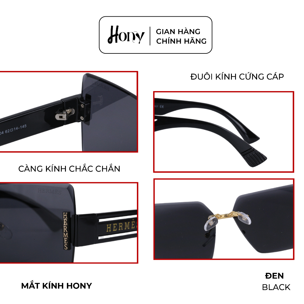 Kính râm Nữ thời trang HONY, tròng không viền cách điệu vintage