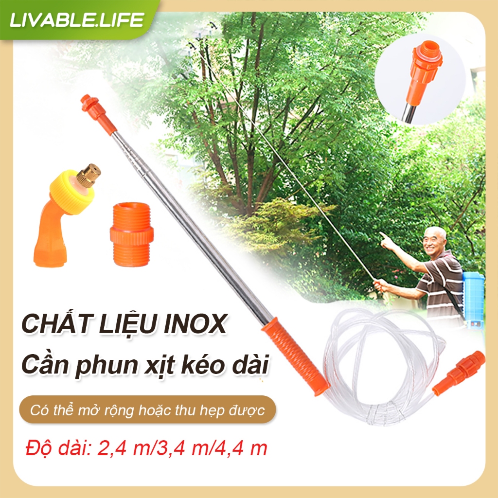 Cần tưới cây rút dài 2.4m, 3.4m,4.4m,Cần rút tưới lan,đầu phun 1 mắt ...