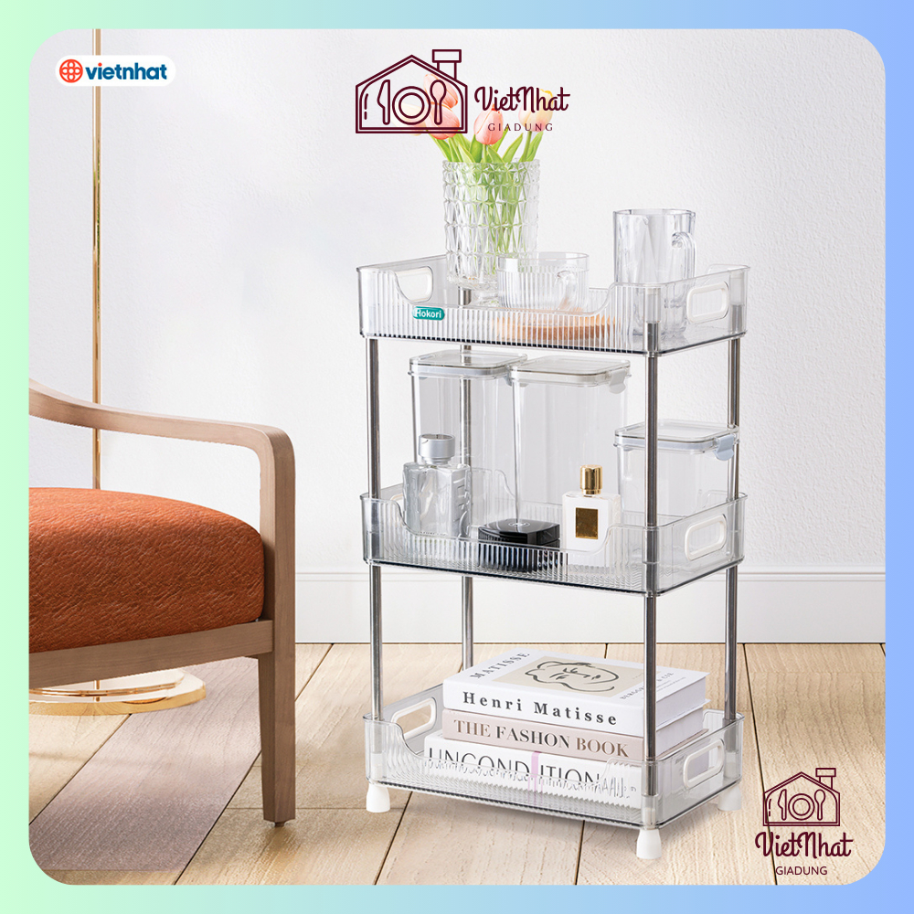 Kệ chữ nhật trong 2T-3T Hokori, kệ trong suốt decor phòng khách, kệ để đồ đa năng Việt Nhật cao cấp