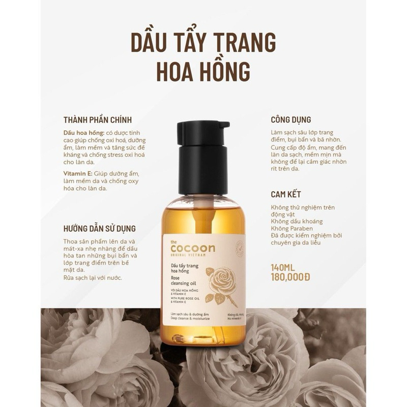 Dầu tẩy trang hoa hồng cocoon 140ml | Shopee Việt Nam
