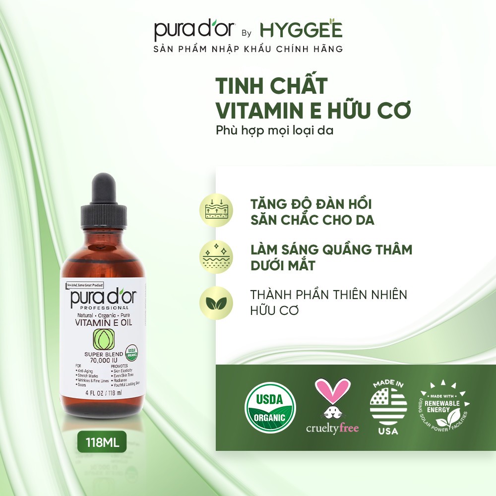 [ Pura Dor by Hyggee ] Dầu PURA D'OR Vitamin E Oil Blend 70,000 IU