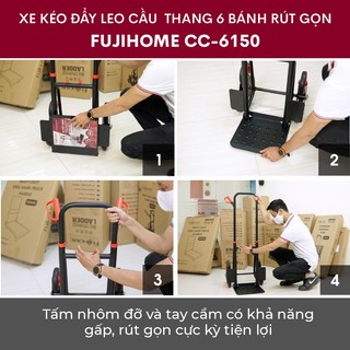 Xe đẩy kéo hàng leo cầu thang 6 bánh FujiHome CC-6150 - Tải trọng 150kg, Hàng nhập khẩu chính hãng