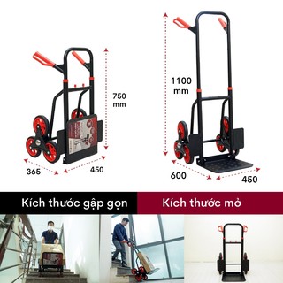 Xe đẩy kéo hàng leo cầu thang 6 bánh FujiHome CC-6150 - Tải trọng 150kg, Hàng nhập khẩu chính hãng
