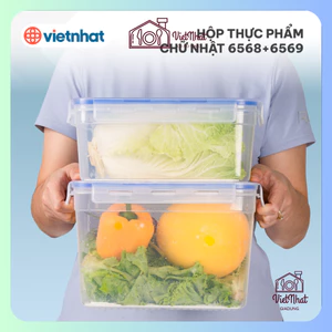 Hộp thực phẩm chữ nhật cỡ lớn 4800 - 7000ml Việt Nhật, Hộp đựng thực phẩm bảo quản rau củ hoa quả thức ăn trong tủ lạnh