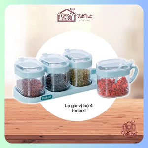 Bộ 4 Hũ Đựng Gia Vị HOKORI Nhựa Việt Nhật Cao Cấp, Hũ Đựng Gia Vị Đẹp Có Kèm Thìa Tiện Lợi 2937