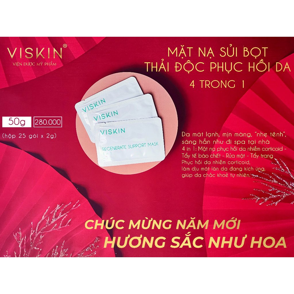 Ảnh Combo 3 gói Mặt nạ sủi bọt VISKIN thải độc, hỗ trợ phục hồi da 4 trong 1 - 3 gói x 2g [CHÍNH HÃNG] 4