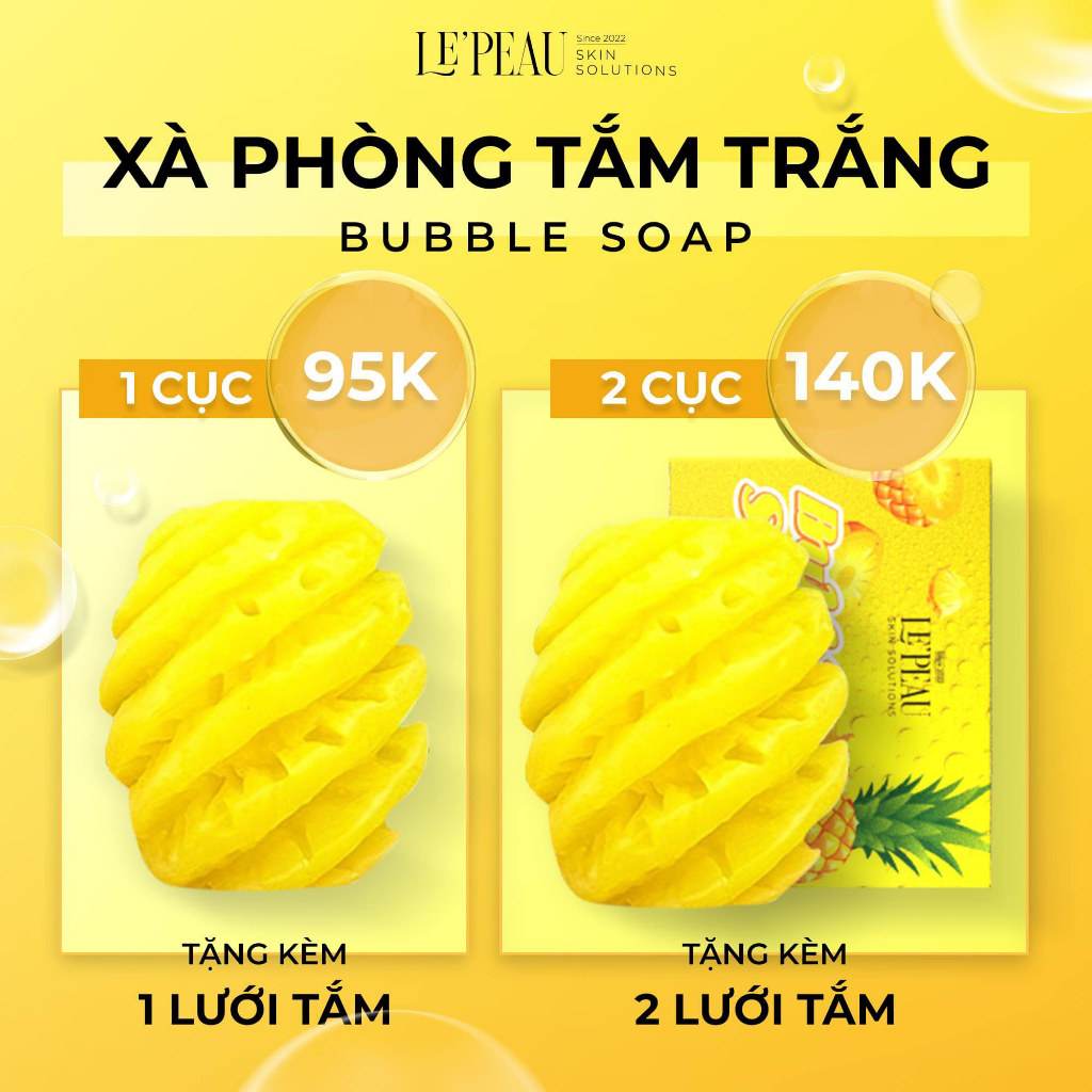 Ảnh Combo 2 hộp Soap Tắm Trắng Bubble Soap, Xà Bông Tắm Trắng Da Body, Khối Lượng 65G - LE'PEAU 1