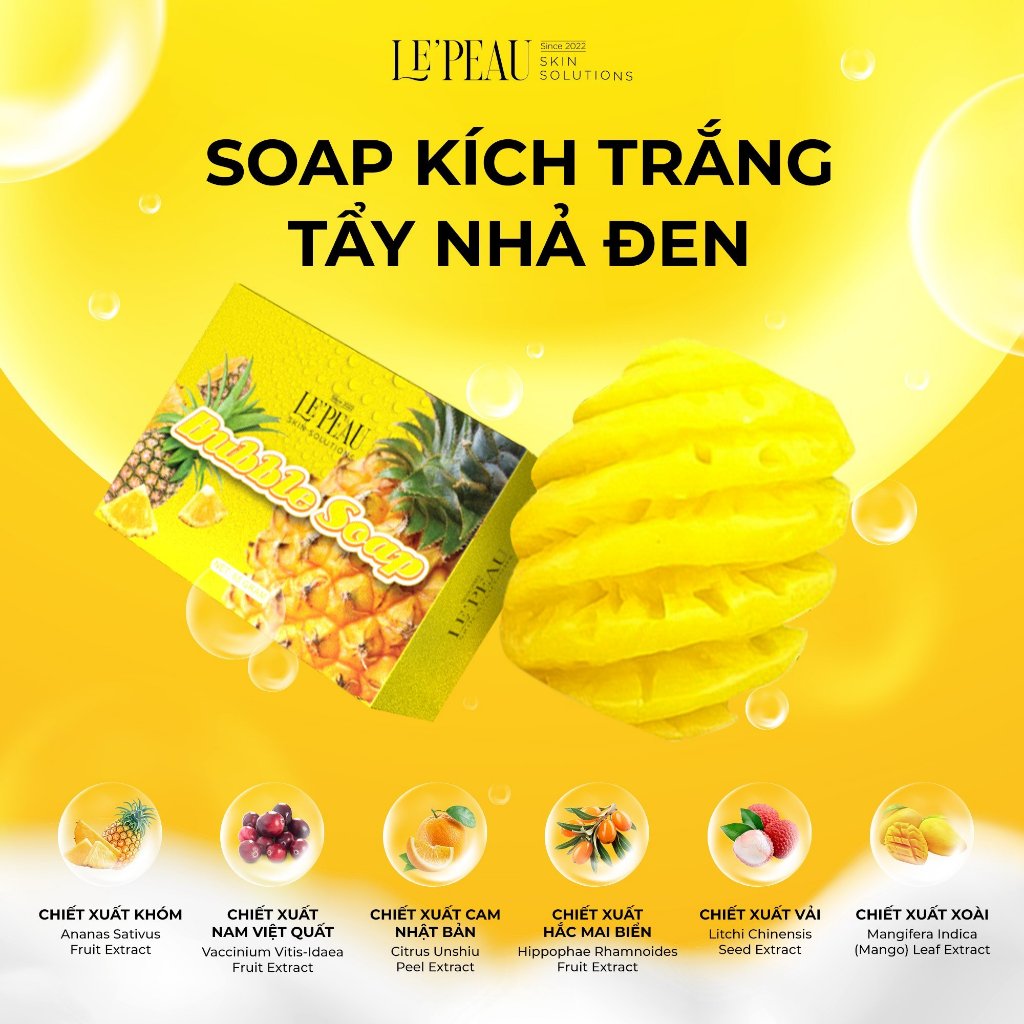 Ảnh Combo 2 hộp Soap Tắm Trắng Bubble Soap, Xà Bông Tắm Trắng Da Body, Khối Lượng 65G - LE'PEAU 3