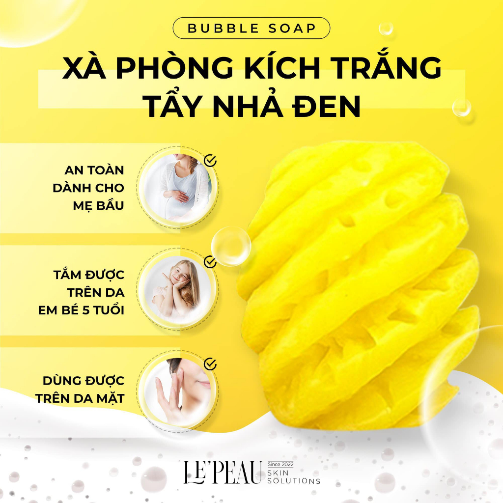 Ảnh Combo 2 hộp Soap Tắm Trắng Bubble Soap, Xà Bông Tắm Trắng Da Body, Khối Lượng 65G - LE'PEAU 4