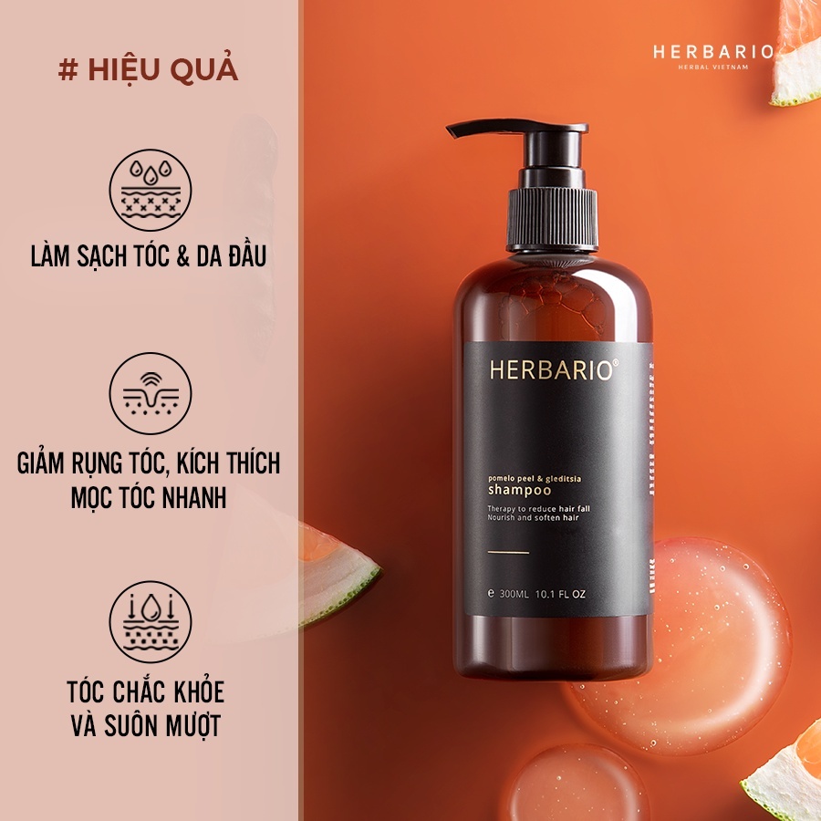 Ảnh Dầu gội vỏ bưởi và bồ kết HERBARIO 300ml giảm rụng tóc, phục hồi tóc - Mỹ phẩm thuần chay 3
