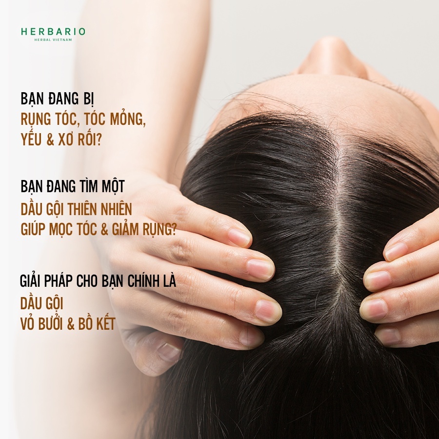 Ảnh Dầu gội vỏ bưởi và bồ kết HERBARIO 300ml giảm rụng tóc, phục hồi tóc - Mỹ phẩm thuần chay 4