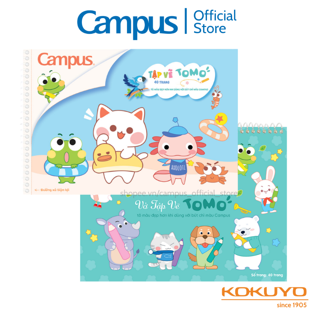 Vở Tập Vẽ Series TOMO & TOMO 2 Campus 40 Trang Khổ A4 Giấy Trắng Ngà Không  Lóa Mắt Có Đường Xé Sẵn | Shopee Việt Nam