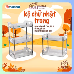 Kệ chữ nhật trong 2T-3T Hokori, kệ trong suốt decor phòng khách, kệ để đồ đa năng Việt Nhật cao cấp