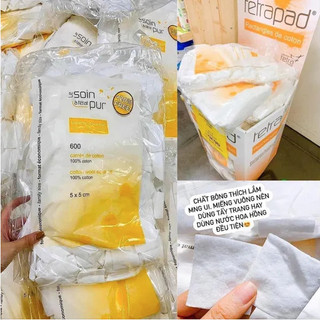 Bông Tẩy Trang Pháp Tetra Medical Carrés De Coton (500 miếng)