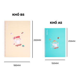 Sổ Lò Xo Mềm Kẻ Ngang A5/B5 CLASSMATE Sushi Rabit 200 Trang Thiết Kế Lò Xo Nhựa Mềm An Toàn 20-034A5/B5