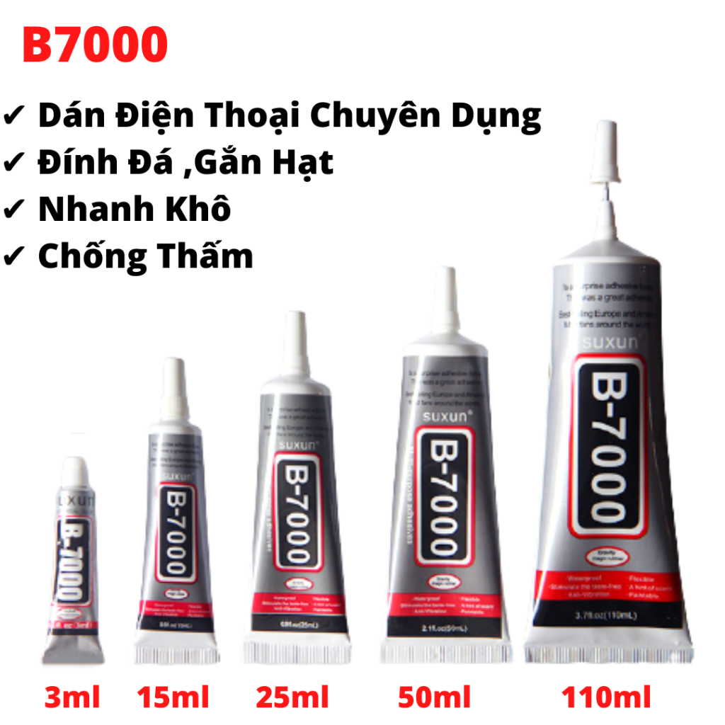 Keo B7000 dán màn hình điện thoại màu trong siêu dính,dán da,cảm ứng điện thoại,dán đồ nhựa thủy tinh, đồ chơi lắp ráp